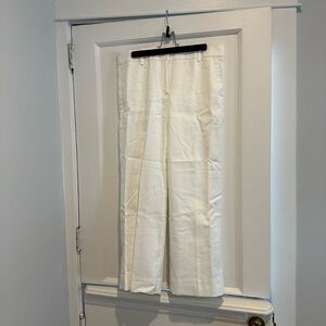 J. Crew White Lined Linen Cropped Pants